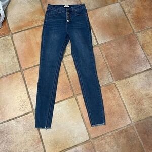 BP Button fly stretch Skinny raw hem Ankle